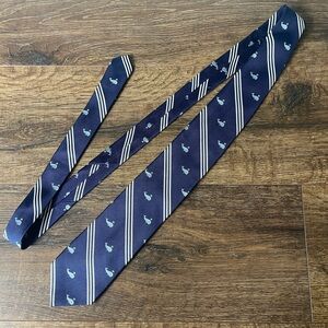 J.Crew 100% Silk Whale Print Striped Tie – Navy Blue